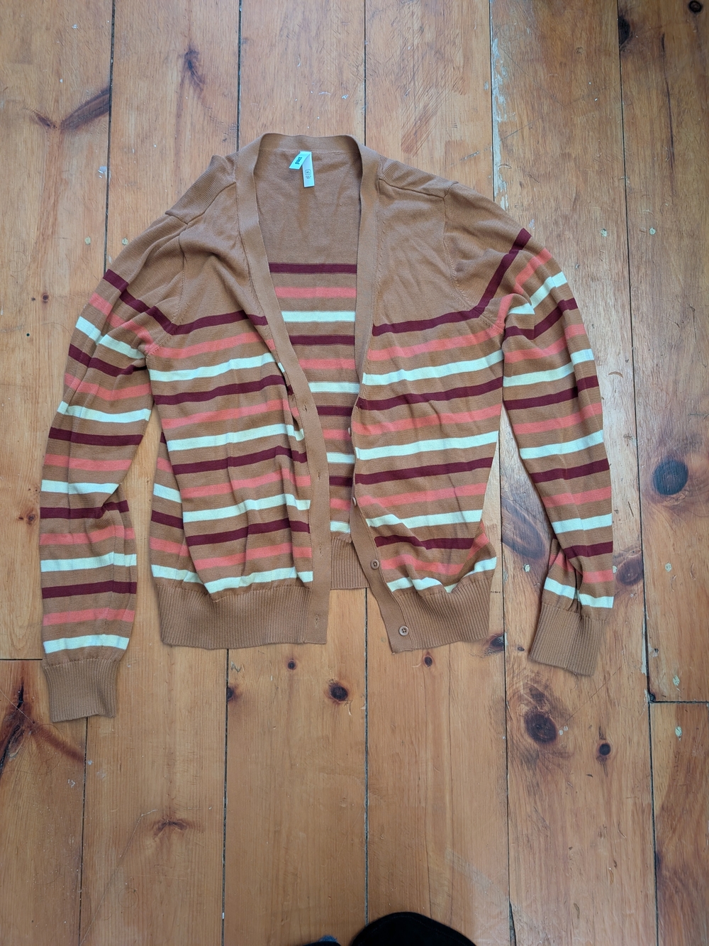 Pact Striped Open-Front Cardigan - Stripes Woman's XL new